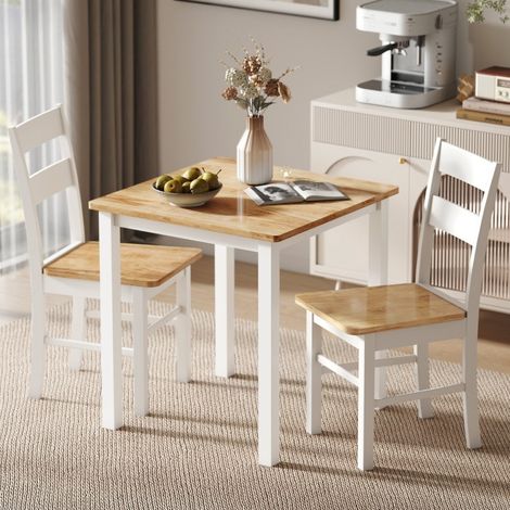 Tavolo da pranzo quadrato 69 x 69 x 75 cm in legno, per 2-4 persone, naturale e bianco DESVIAE (1/5)