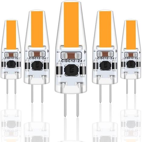 G4 LED 3W 12V AC/DC Ampoules, G4 3W LED Équivalent 30W Ampoule Halogène, 300LM, Blanc Chaud 2700K, Non Dimmable, Lot de 5 (1/5)