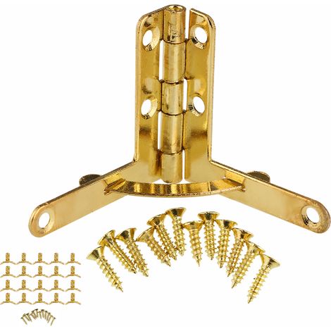 20 charnières à ressort à angle de 90° pour petit coffret à bijoux, boîte à vin, boîte à montres, couvercle en bois (doré) (1/5)