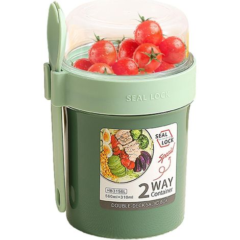 Tasse shaker à salade, tasses à salade avec couvercles et fourchette Support à vinaigrette Pour le petit déjeuner à emporter (1/5)