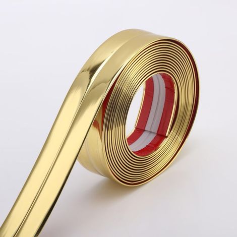 Baguette murale multifonctionnelle or brillant, cornière et joint d'étanchéité pour bords de table, cadres de porte et plinthes, 5 m x 2 cm (1/5)