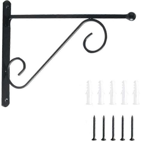 Support Mural Pour Plantes - En Fer Noir - Réglable Télescopique - Pour Jardinières Lanternes Mangeoires À Oiseaux - 29 Cm - 1 Pièce (1/5)