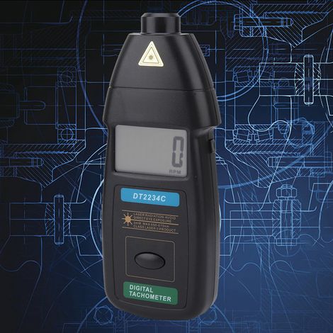 Tachymètre laser numérique portable DT2234C, 2,5-99 999 tr/min, sans contact (1/5)