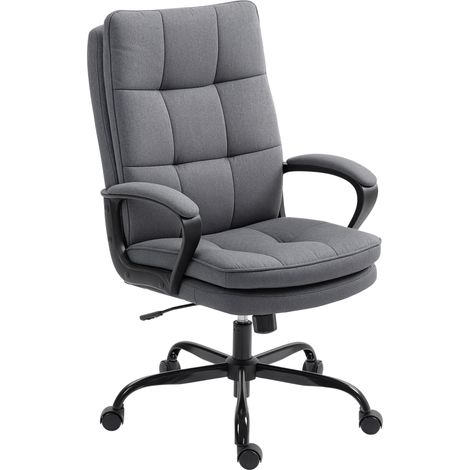 Double Padded LinenLook Office Chair  Charcoal Grey (1/5)