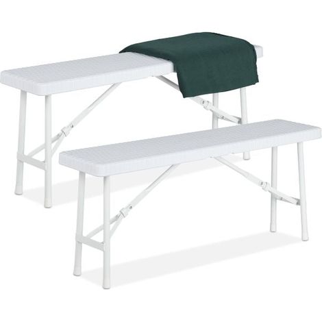 Set of 2 White Picnic Benches (1/5)