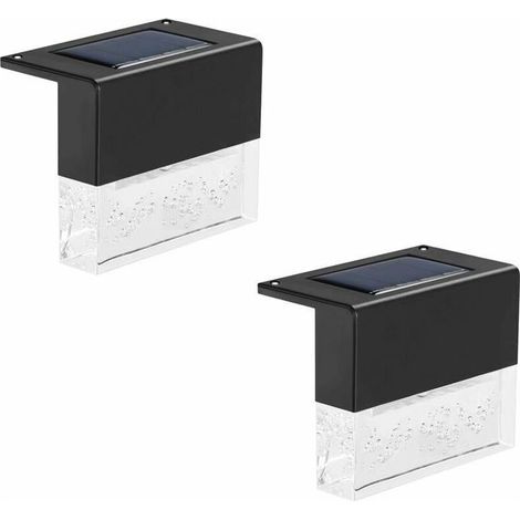 Lampes solaires de terrasse, lampes solaires à LED pour escaliers, clôtures, balustrades, terrasses, jardins, marches, super lumineuses 10 lumens, 2 modes d'éclairage, changement de couleur blanc chau (1/5)