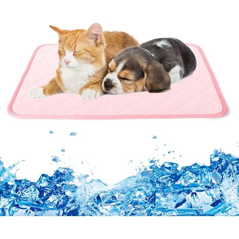Alfombrilla refrescante para perros - Pequeña - 100 x 70 cm - Autoenfriadora para perros y gatos - Grande - Rosa (1/5)