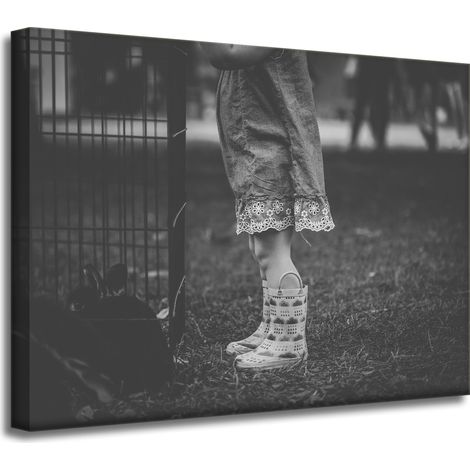 Leinwanddruck: Schwarze und weiße Gummistiefel, 40 x 30 cm