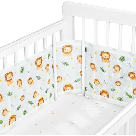 Barrière de lit réglable pour bébé – Amovible, Lavable, Portable Barrière de Protection 3D Respirante et résistante aux Chocs pour Nouveau-nés, pour Toutes Les Saisons (Lion) (1/5)