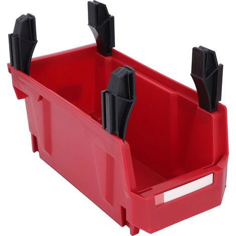 Bac de rangement de pièces en PP épais, grande ouverture, organisateur d'outils, conteneur suspendu au dos pour atelier de Garage 276x139x128mm rouge (1/5)