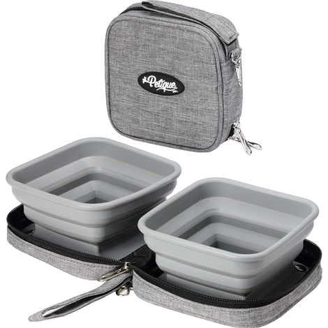 Portabowl – 2-zu-1-Öko-Ecuelles in Chien – Reise- und Qualitäts-Ecuelles in Chien mit Transportetui – Legere und Kompakte – 100 % Silikon von BPA-freier Lebensmittelqualität (1/5)