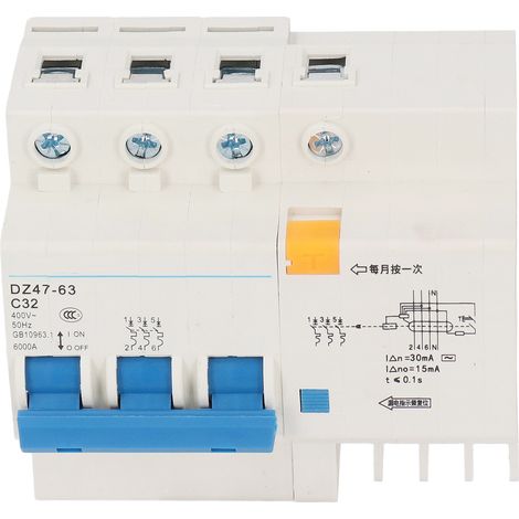Disjoncteur miniature 32 A triphasé et neutre, pouvoir de coupure de 6 000 A pour la protection des circuits 400 V CA (1/5)