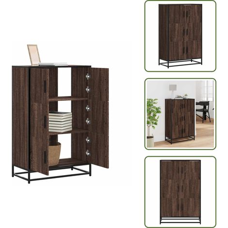 The Living Store Aparador alto madera de ingeniería y metal marrón roble - Almacenamiento