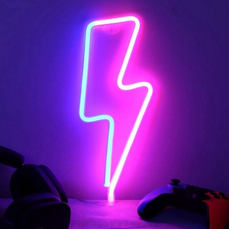1 jeu de couleurs : voir photo. Matière : PVC. Décoration murale néon rose avec lumières néon.