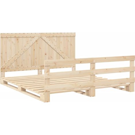 vidaXL Cadre de lit avec tête de lit 200x200 cm Bois de pin massif (1/5)