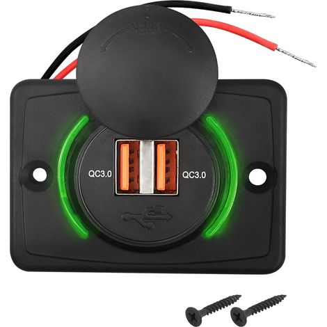 Prise Murale USB pour véhicule récréatif - 12 V-24 V - Charge Rapide 3.0 - Double USB A - Chargeur de Voiture avec Capuchon pour Voitures, Bus, Camping-Car, Bateau, Automobile (1/5)
