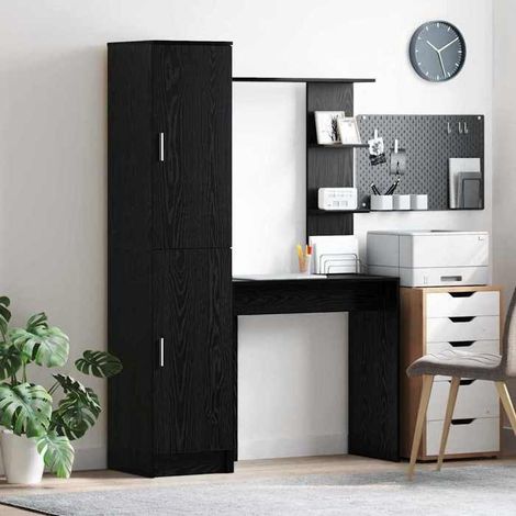 Bureau - FAF7291712455971 - Chêne noir - Bois d'ingénierie - 6 étagères & 2 portes (1/5)