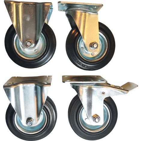 Set di 4 ruote/ruote, 2 ruote piroettanti e 2 ruote fisse per carrello da officina PROMAT PROMAT