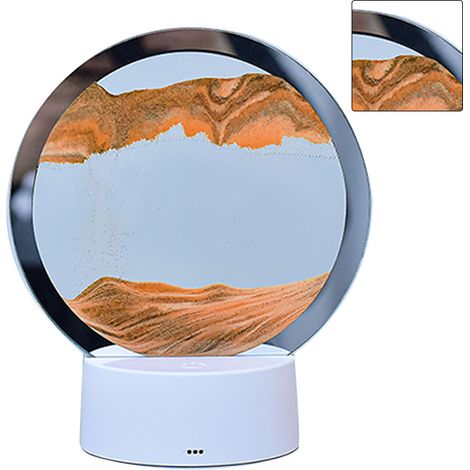 Lampe de table effet sable, 7 couleurs, lampe de chevet 3D sablier, style peinture sable mouvant, pour chambre à coucher ou chambre d'hôtel, or et jade (1/5)