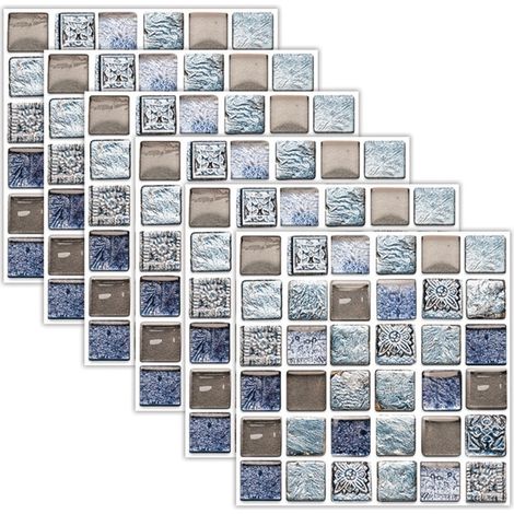Autocollants Muraux 3D Effet Carreaux, Lot de 30, 20x20cm, PVC Auto-adhésif, pour Cuisine, Salle de Bain et Décoration Murale (1/5)