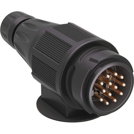 Wiltec Prise de remorque 13 Broches – 12 V – Adaptateur en plastique – Feu de stop Clignotant pour Véhicule – Éclairage Sécurité rou