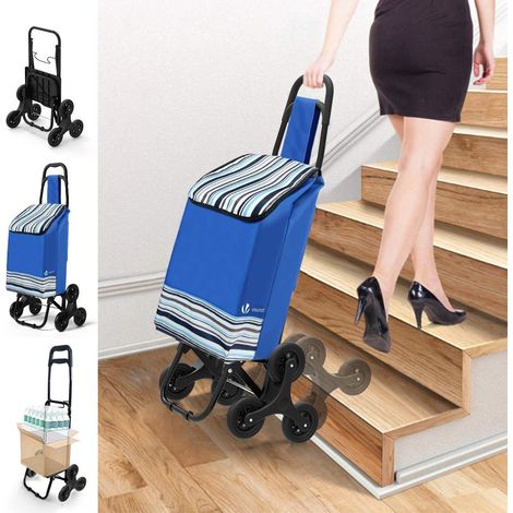 VOUNOT Carrello Spesa Pieghevole con 3 Ruote per Saliscale, 32 L, Blu (1/5)