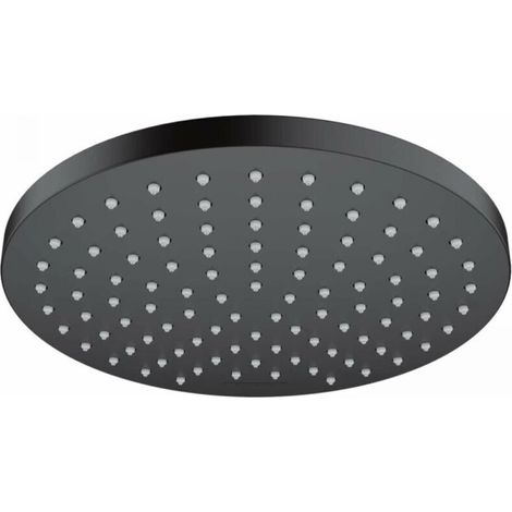Soffione doccia fisso diametro 25 cm Sfera girevole per portata pioggia Installazione fissa ABS Nero opaco rotondo (1/4)