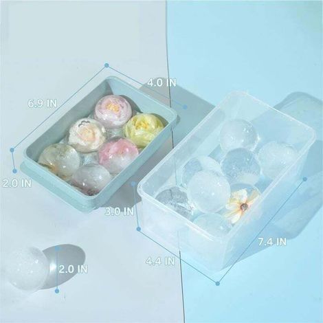 Vaschette für Cubetti di Ghiaccio Rotonde zum Einfrieren, erleichtert das Riempire und Rimuovere, für Cocktails mit Whiskey und Bourbon (4,8 cm x 6 Palline – Blu/Confezione da 2) (1/3)