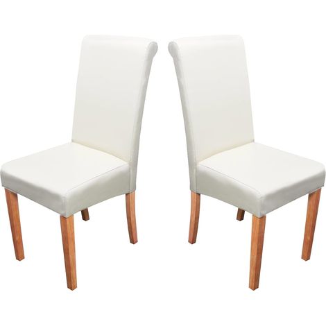 Set 2x sedie soggiorno elegante Novara II pelle sala da pranzo 60x41x99cm avorio piedi chiari