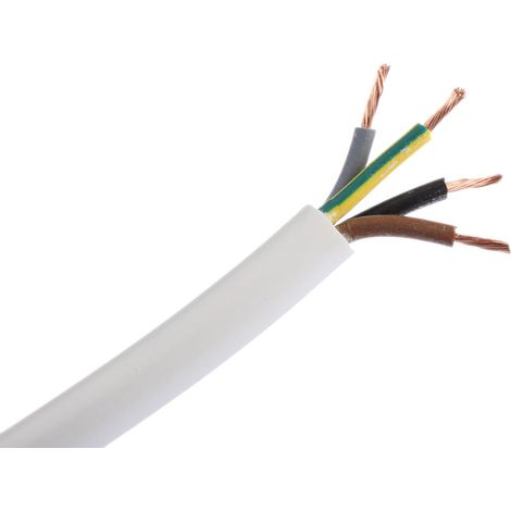 Câble d'alimentation RS PRO 4G0,75 mm², gaine PVC Blanc, 100 ( Prix pour Bobine de 100 Mètres )