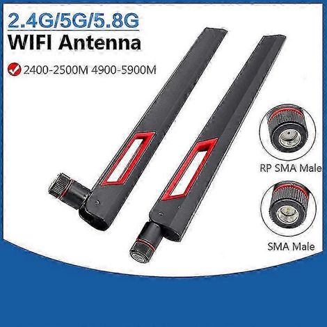 2 antennes Wi-Fi double bande 10 dBi (2,4 GHz, 5 GHz, 5,8 GHz) - Amplificateur d'antenne universel (1/2)