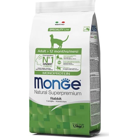 Monge Cat Superpremium Adult Monoprotein Coniglio - Monge Cat Superpremium Adult Monoprotein Coniglio - Sacco Da 1,5 Kg