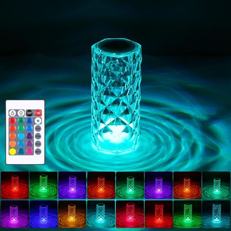 Kristall-Tischleuchte, rautenförmige LED-Tischleuchte, 16-farbige RGB-Acrylleuchte, LED-Nachttischleuchte mit Touch-Steuerung und Fernbedienung, geeignet für Schlafzimmer, Wohnzimmer, Partys und ander