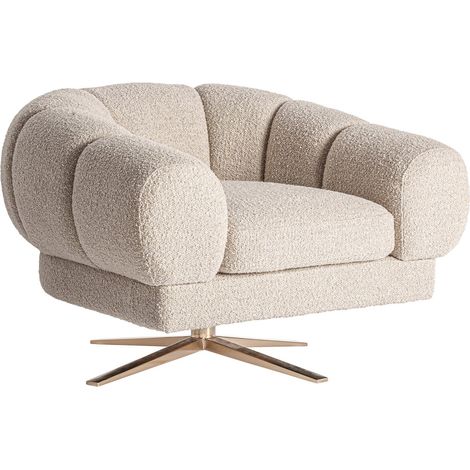 Fauteuil art déco blanc cassé confort et élégance moderne - Blanc cassé marbré bois clair (1/5)
