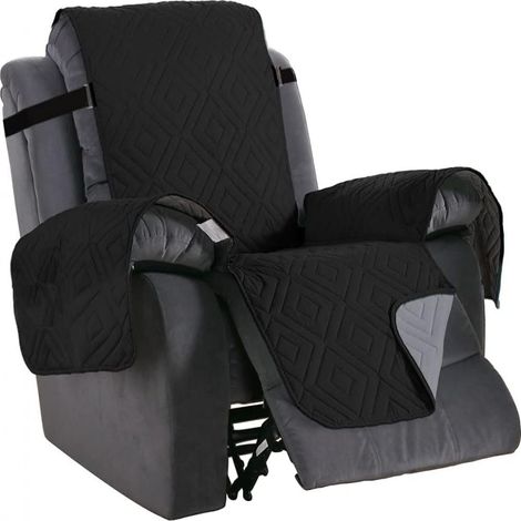 Recliner Protector - Quilted Microfiber - Reversible - Fits Small Recliners - Black - 1 Piece