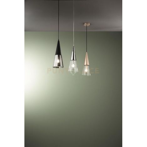 SOSPENSIONE TRENTO 1 LUCE ORO E TRASPARENTE ATTACCO E14 VETRP D.15CM