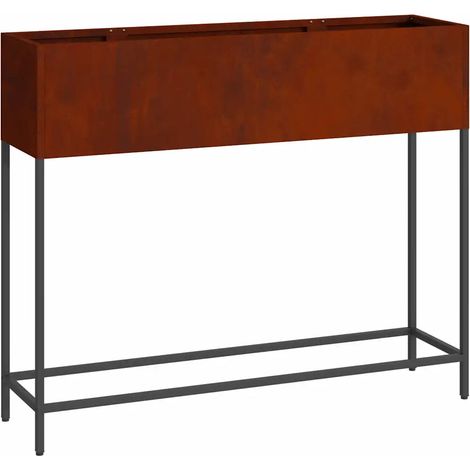 Jardinera elevada moderna de estilo contemporáneo para exterior 100 x 26 x 82 cm en acero oxidado 020052094 (1/5)