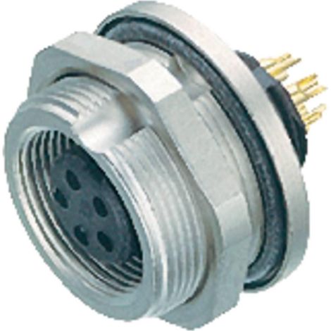 Binder 09-0408-80-03 conector circular base hembra plateado