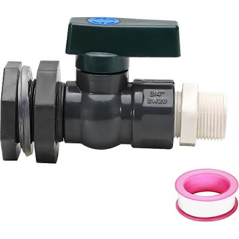 Kit di bypass in PVC con rubinetto da 3/4" e pressacavo per sistema di raccolta dell'acqua piovana (1/5)