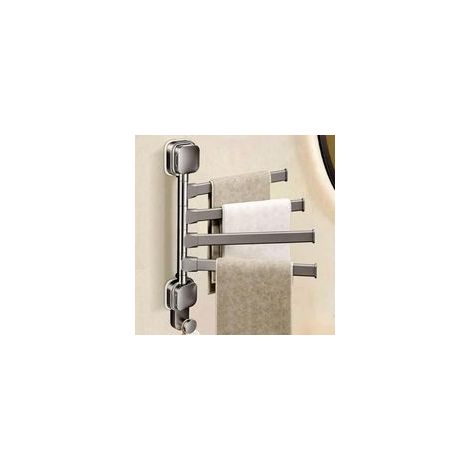 Porte serviettes rotatif 180° pour salle de bain Support mural, 4 barres