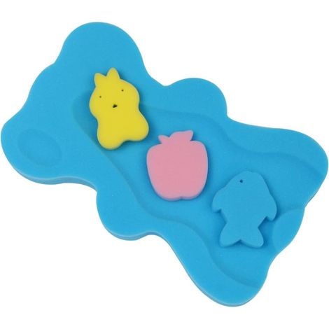 Babybadematte – 1 Stück – Weicher blauer Frottee – Rutschfest und komfortabel – Für Neugeborene (Mädchen und Jungen) – 49,5 x 29,5 cm (1/5)