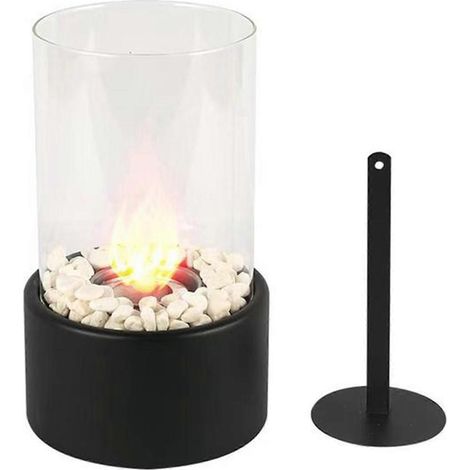 Foyer de table, cheminée bioéthanol sans fumée pour l'intérieur et l'extérieur, design portable pour un salon chaleureux et une salle à manger élégante (noir) (1/4)