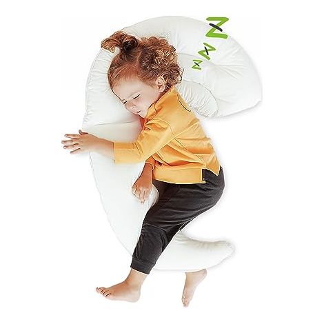 Coussin de corps en forme de lune, doux et respirant, pour les tout-petits et les enfants, idéal pour un sommeil confortable. Dimensions : 86 x 69 cm. Housse lavable.