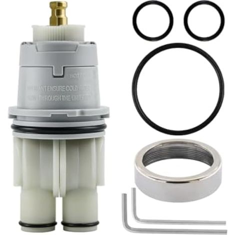 RP46074 Cartouche de valve universelle à poignée unique compatible avec robinet de douche et baignoire Série 13/14 Cartouche de moniteur Delta, kit de réparation de cartouche de valve brute, avec (1/5)