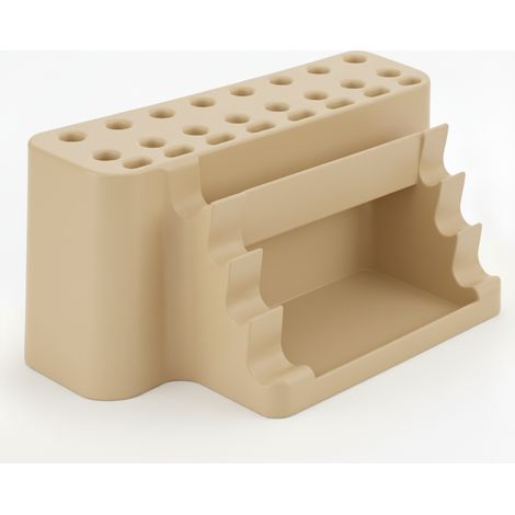 Organizzatore per pennelli beige con vassoio, 26 posti (1/3)