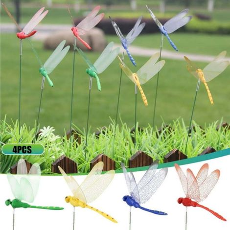 Japceit Künstliche Libellen zum Anclipsen aus Eisen, Sortiment aus 4 Farben für die Dekoration von Außenbereich und Garten.