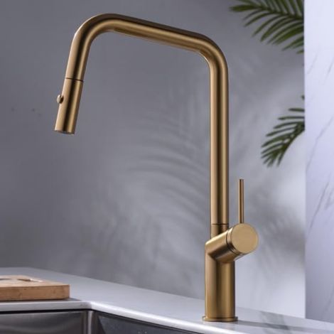 Imex -  Grifo Monomando de Cocina Extraible Oro Serie  Bonn