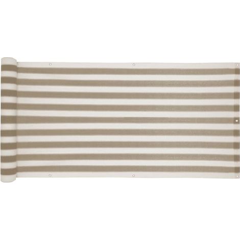 Balkon Sichtschutz Bespannung Terrasse 6 m Balkonverkleidung Sonnen Wind Schutz Grau-Weiß gestreift / 75x600cm