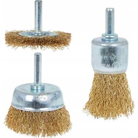 Set di spazzole metalliche per trapani, 3 pezzi, GEKO G00639