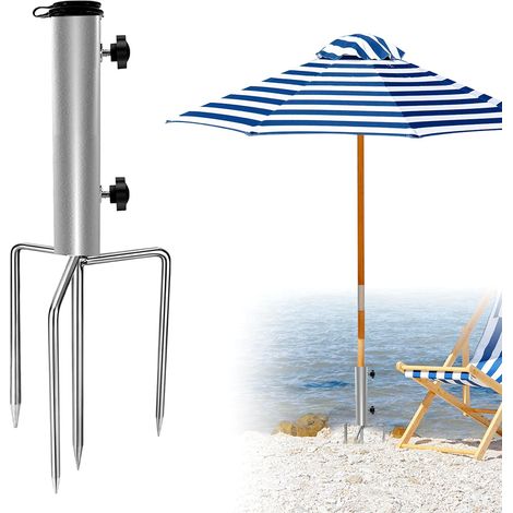 Support de Parasol Amovible, Support de Parasol avec Ancrage au Sol, Support de Parasol PourJardin, Piquet Parasol Plage, Support de Parasol de Plage, Pied de Parasol pour Pêche, Jardin, Plage (1/5)
